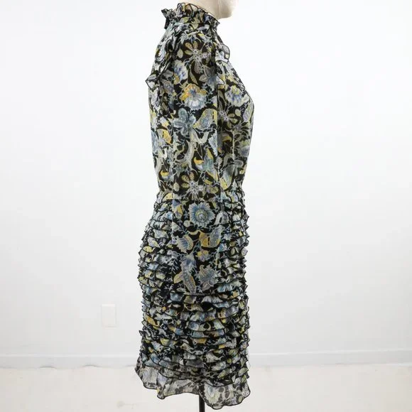 Robert Rodriguez 2 Silk Cotton Print Ruffle Dress - Picture 9 of 14